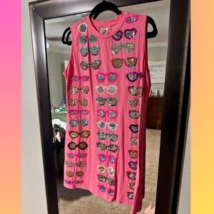 QUEEN OF SPARKLES Pink Sequin Sunglasses Mini Dress